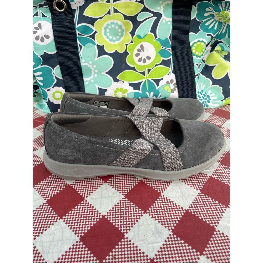 ✅Skechers Cherished Go Walk Slip on Cross Strap Mary Jane Ballet Flats Women' s7